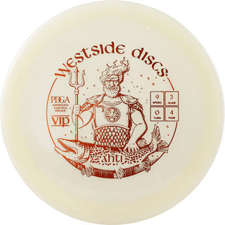 A white VIP Ahti disc golf disc.