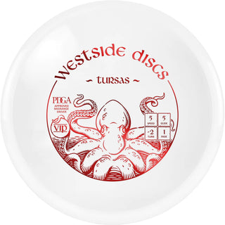 A white VIP Tursas disc golf disc.