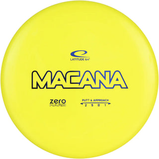 A yellow Zero Hard Macana disc golf disc.