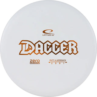 A white Zero Medium Dagger disc golf disc.