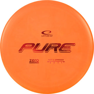 An orange Zero Medium Pure discgolf disc.