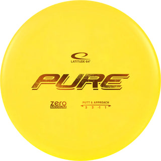 A yellow Zero Medium Pure discgolf disc.